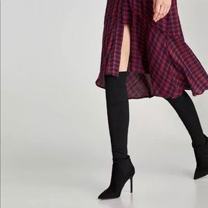 Zara Black Over the Knee Sock Boot
